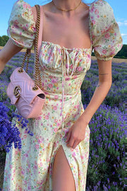 Smellmail™-Floral Print Backless Corset Maxi Dress