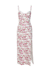 Smellmail™-Floral Print Lace Split Cami Dress