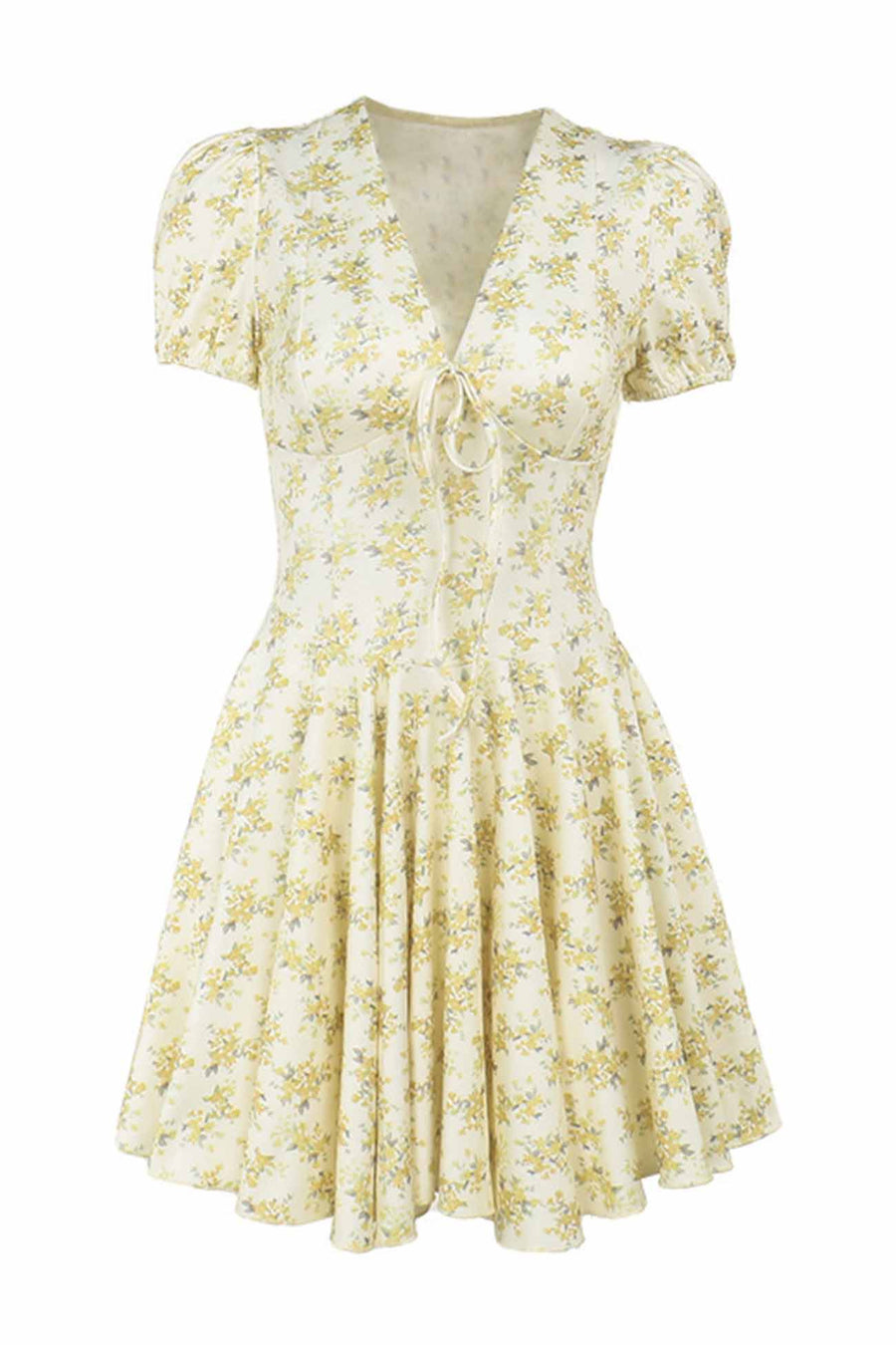 Smellmail™-Floral V Neck Pleated Dress