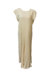 Smellmail™-Crew Neck Cap Sleeve Pleated Dress