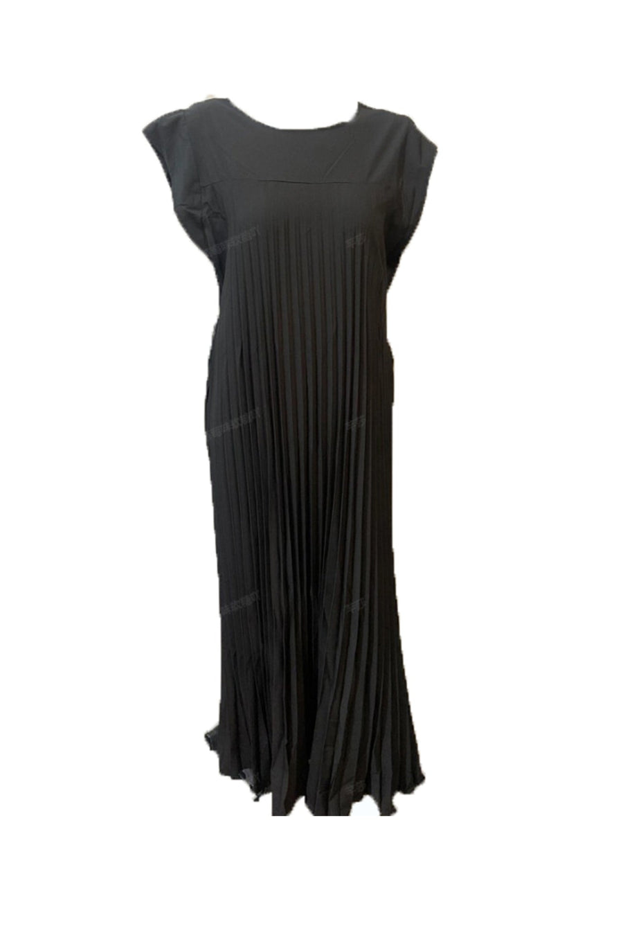 Smellmail™-Crew Neck Cap Sleeve Pleated Dress