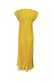 Smellmail™-Crew Neck Cap Sleeve Pleated Dress