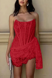 Smellmail™-Lace Mesh Corset Strapless Dress