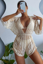 Smellmail™-Mesh Rompers Cover-up Three-piece Bikini Suits