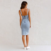 Smellmail™-Our U-neck slit denim skirt