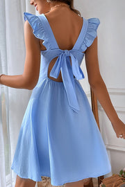 Smellmail™-Ruffle Sleeveless Tie-back Mini Dress