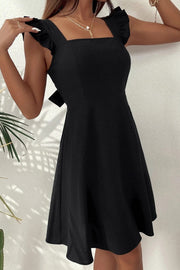 Smellmail™-Ruffle Sleeveless Tie-back Mini Dress