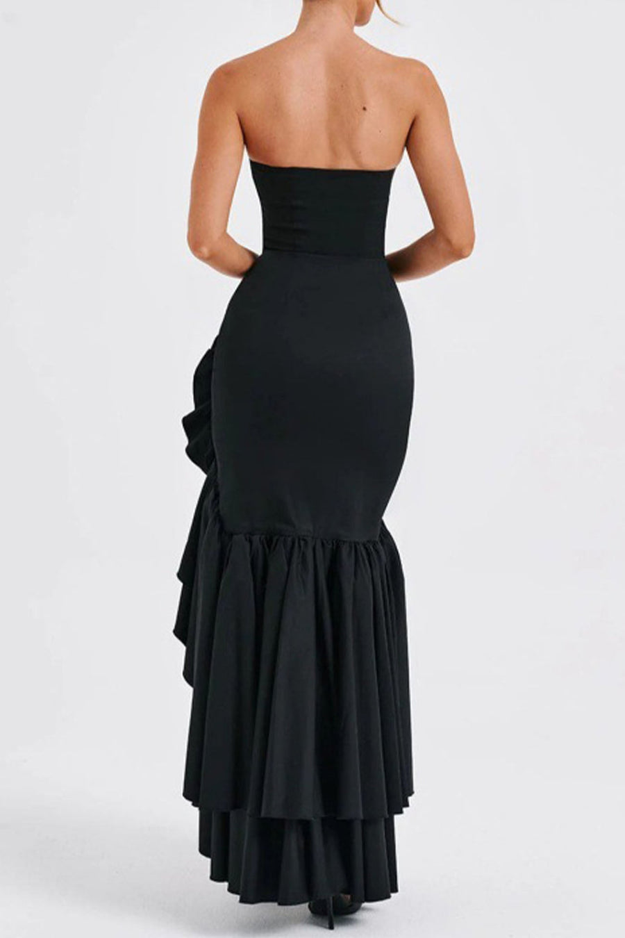 Smellmail™-Ruffled Tiered Slit Sleeveless Midi Dress