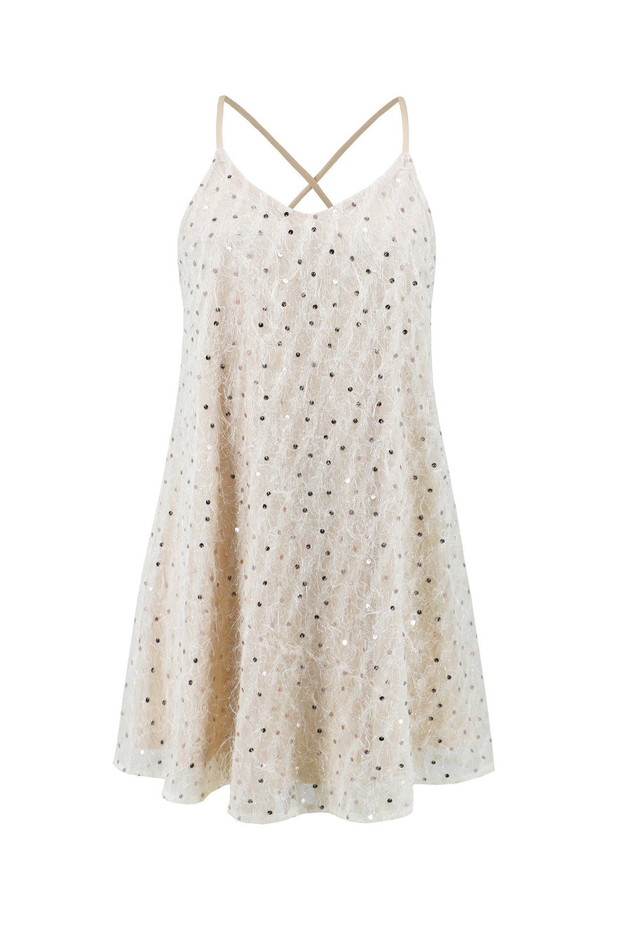 Smellmail™-Sequins Low Cut Crisscross Back Mini Dress