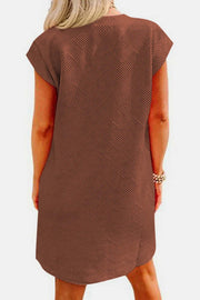 Smellmail™-Textured Cap Sleeve Mini Dress