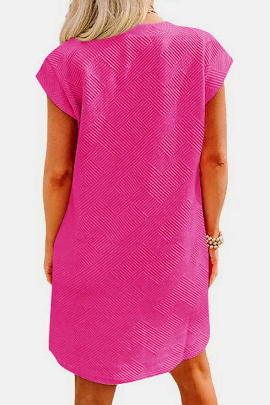 Smellmail™-Textured Cap Sleeve Mini Dress