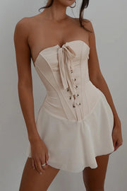 Smellmail™-Strapless Tie-up Corset Ruched Dress