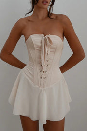 Smellmail™-Strapless Tie-up Corset Ruched Dress