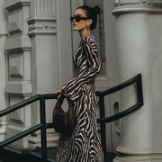 Smellmail™-Long Sleeve Rose Printed Maxi Dress