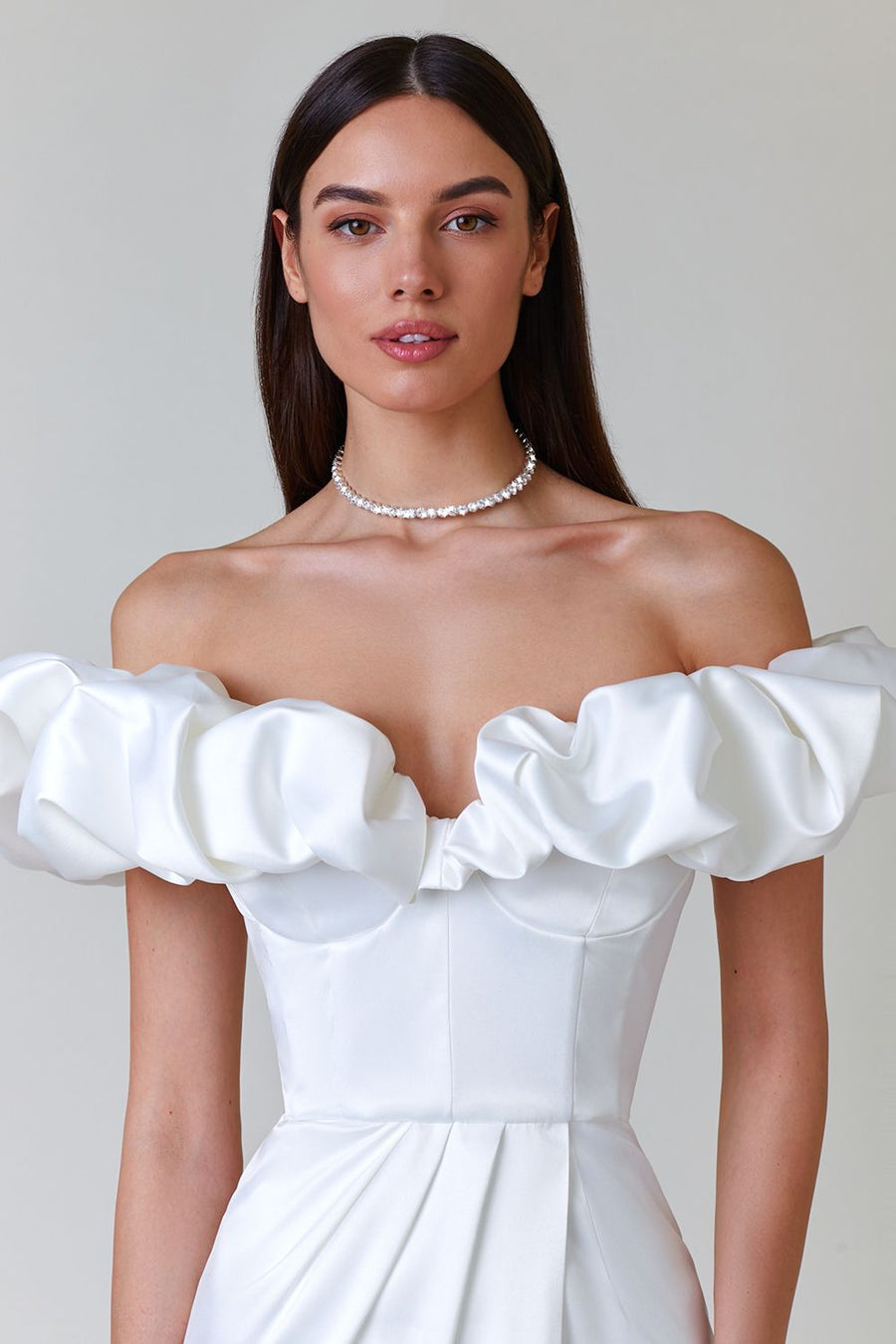 loveedsTM-One-shoulder strapless ruffled dress with high slit