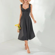 Smellmail™-Sweetheart Neckline Sleeveless Lace Up Midi Dress