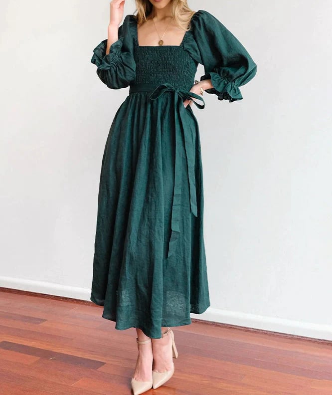 Smellmail™-French Ruffled Lantern Sleeves Multi-wear Dress