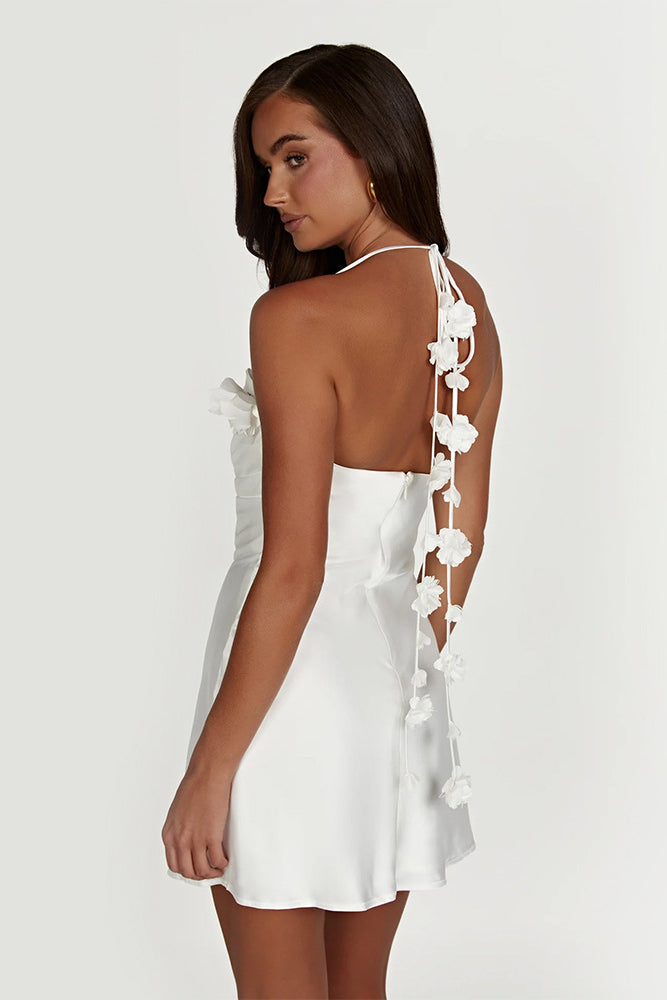 Smellmail™-Sexy halterneck off-shoulder backless white dress