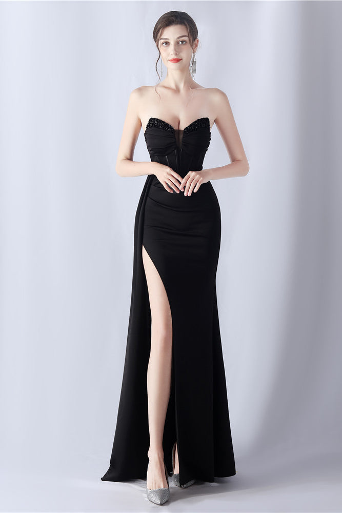 Smellmail™-Shaped herringbone waist evening dress