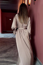 Smellmail™-Solid Color Satin Long Sleeve Loose Dress