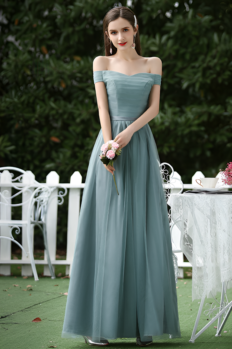 Smellmail™-Flattering Mesh Bridesmaid Dress