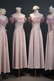 Smellmail™-Bridesmaid dress satin pink sister dress bridesmaid group dress