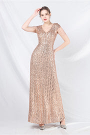 Smellmail™-Beaded sequined long A-line evening gown