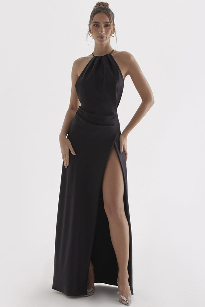 Smellmail™-Halter neck open back slit long skirt elegant evening dress