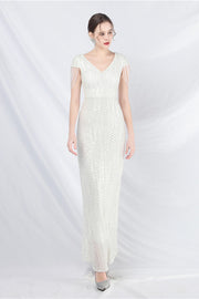 Smellmail™-Beaded sequined long A-line evening gown