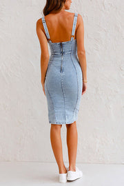 Smellmail™-Our U-neck slit denim skirt