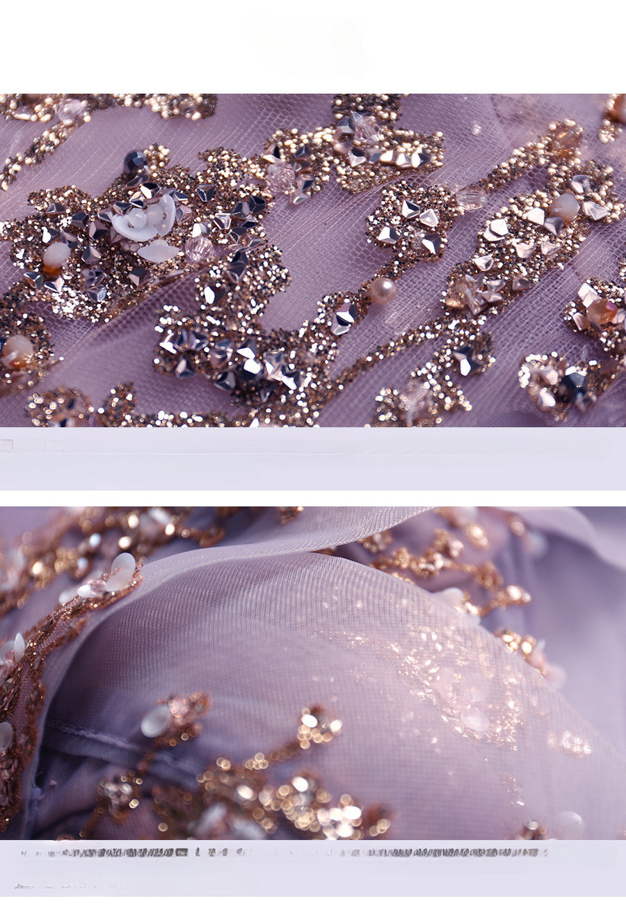 Smellmail™-Purple Crystal Leaves Evening Dress