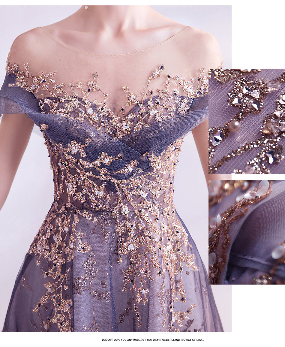 Smellmail™-Purple Crystal Leaves Evening Dress