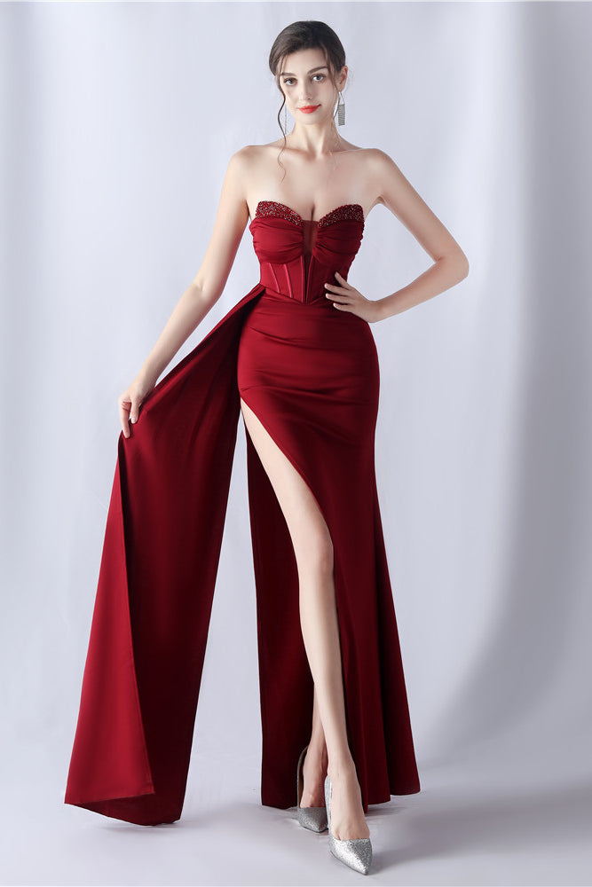 Smellmail™-Shaped herringbone waist evening dress