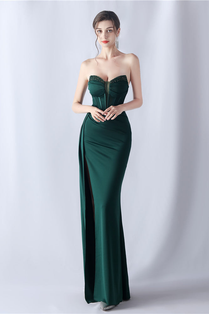 Smellmail™-Shaped herringbone waist evening dress