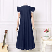 Smellmail™-Denim V-neck Long Dress