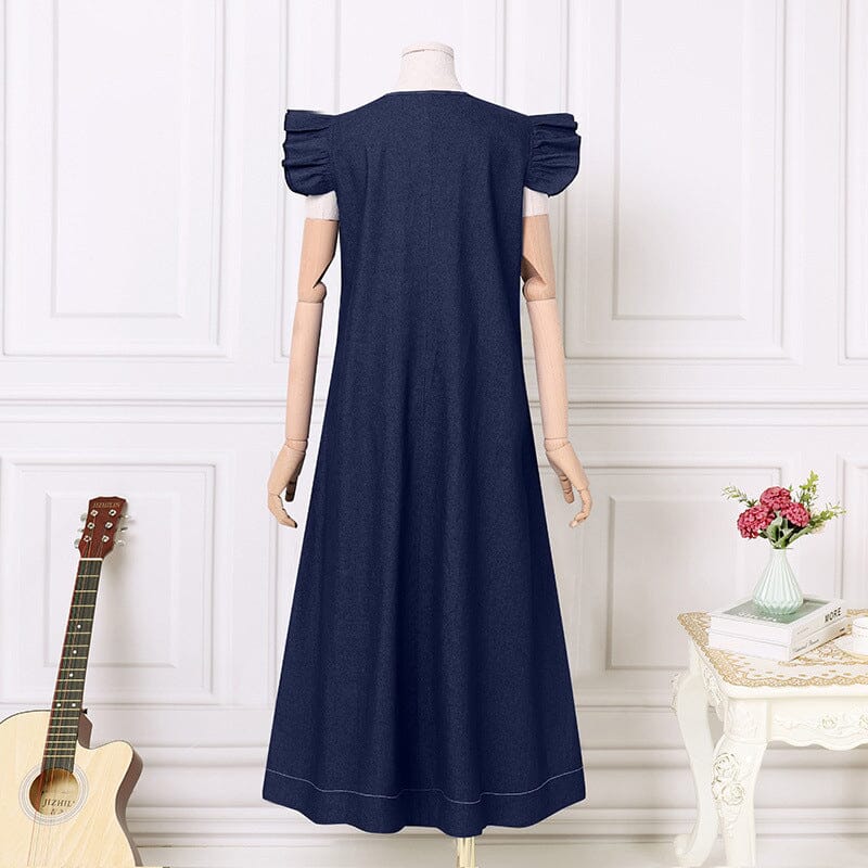 Smellmail™-Denim V-neck Long Dress