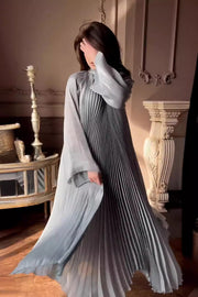 Smellmail™-Printed pleated off-shoulder dress with elegant floor-length skirt