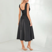 Smellmail™-Sweetheart Neckline Sleeveless Lace Up Midi Dress