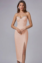 Smellmail™-Diamond-studded suspender slit bandage dress