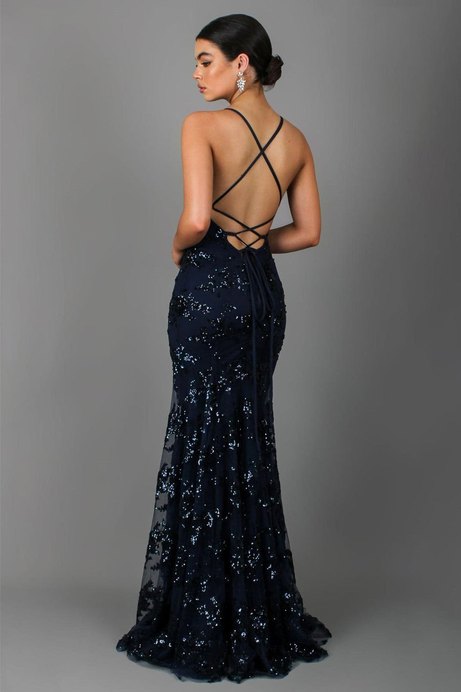 Smellmail™-Sequin V-Neck Backless Maxi Dress