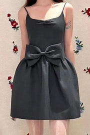 Smellmail™-Bow waist puffy suspender dress