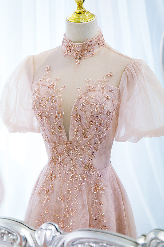 loveedsTM-Pink lace evening gown