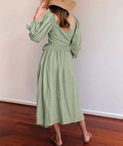 Smellmail™-French Ruffled Lantern Sleeves Multi-wear Dress