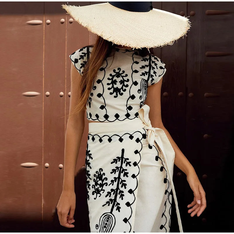 Smellmail™-Stylish Printed Vacation Style Two Piece Dress