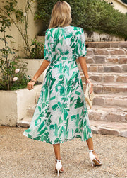 Smellmail™-Summer Temperament Waist V-Neck Printed Dress