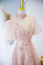 loveedsTM-Pink lace evening gown