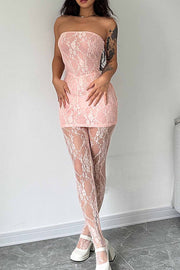 Smellmail™-Lace Sleeveless Dress Leggings Two-piece Set