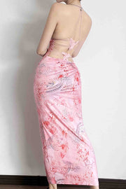 Smellmail™-Halterneck Butterfly Backless Midi Dress