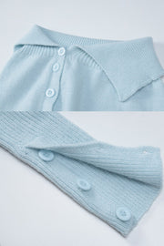 Smellmail™-Sky Blue Button-Front Knitted Two Piece Skirts