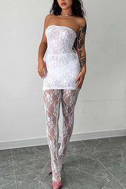 Smellmail™-Lace Sleeveless Dress Leggings Two-piece Set